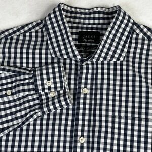 Jachs  sz Large Casual Button Up Shirt Blue Plaid Long Sleeve Preppy Casual
